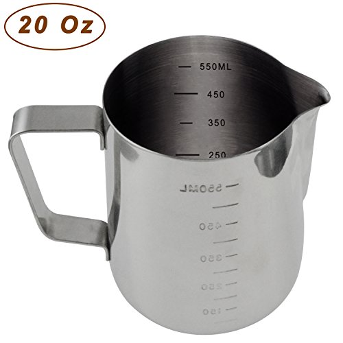 0799637067790 - IPOW DURABLE 18/8 GAUGE STAINLESS STEEL STEAMING FROTHING PITCHER FOR ESPRESSO MACHINES, MILK FROTHERS & LATTE ART, 20 OZ