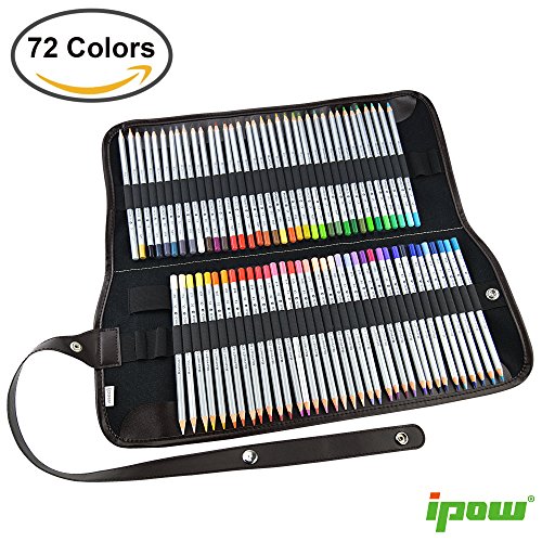0799637074811 - IPOW 72 ASSORTED COLOR MARCO RAFFINE DRAWING ART COLORED PENCILS SUPPLIES WITH ROLL UP WASHABLE CANVAS PENCIL BAG POUCH WRAP SET FOR ARTIST SKETCH, 2 DIRECTION BUCKLE FOR DIFFERENT USAGE