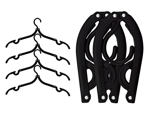 0799637084292 - 6 PACK OF IPOW BLACK PLASTIC FOLDABLE TRAVEL HOME CAMPING MINI NON-SLIP CLOTHES SHIRTS SWEATERS DRESS HANGER HOOK DRYING RACK