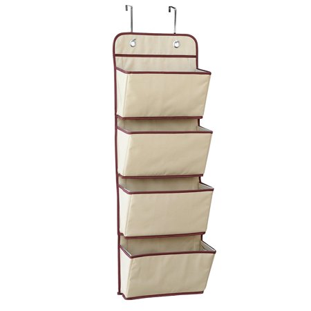 0799637092211 - IPOW 4 POCKETS OVER THE DOOR ORGANIZER STURDY DURABLE OXFORD FABRIC HANING STORAGE FOR TOYS,FOOD,BOTTLES,TOWELS,HAIR DRIER,SHAMPOO,COSMETICS,STATIONARY,MAGZINES,PURSE,ETC.