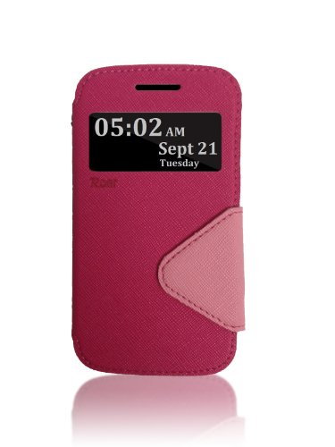 0799637500617 - ROAR- SUPER SLIM PU LEATHER/ DIARY WALLET VIEW CASE FOR SAMSUNG GALAXY CORE I8260 I8262, ROSY/PINK