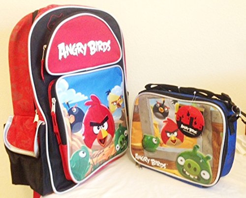 0799637967335 - ANGRY BIRD RED BACKPACK AND BLUE LUNCH BAG SET