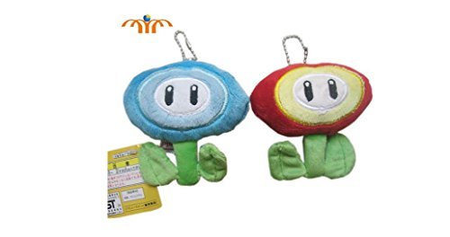 0799637971257 - SUPER MARIO BROS FIRE FLOWER AND ICE FLOWER 3 PLUSH SET WITH CHAIN