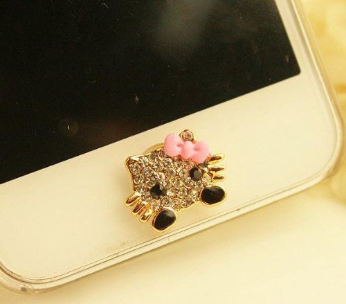 0799665766269 - EBADA(TM) CUTE HELLO KITTY LOVELY BLING CRYSTAL RHINESTONE IPHONE 5 IPHONE 4 4S HOME RETURN KEYS BUTTONS STICKER FOR IPHONE 4S IPHONE 5 IPOD TOUCH IPAD REPAIR FIX REPLACE REPLACEMENT