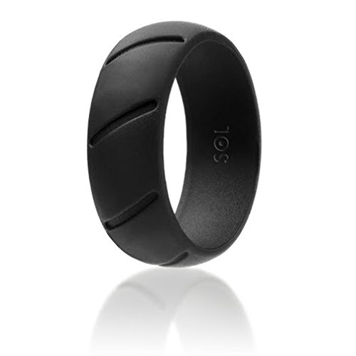 0799666104947 - SOL MENS SILICONE WEDDING RING - BLACK RUBBER WEDDING BAND FOR MEN - SAFE AND FLEXIBLE WITH MEN'S UNIQUE DESIGN SIZE 10