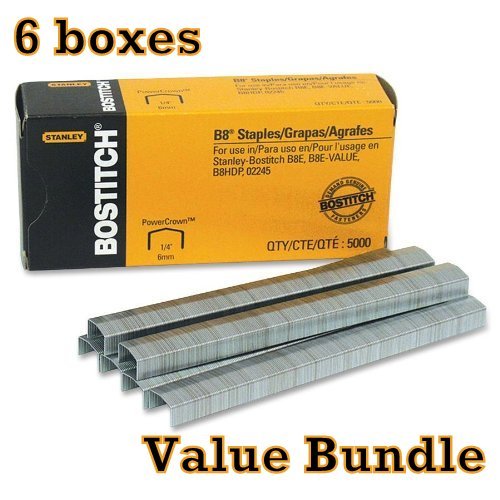 0799705373174 - VALUE PACK OF 6 BOXES STANLEY BOSTITCH B8 POWERCROWN PREMIUM 1/4 STAPLES (STCRP21151/4)