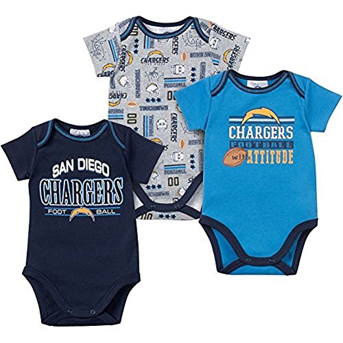 0799861923831 - GERBER BABY BOYS SAN DIEGO CHARGERS SHORT SLEEVE INFANT BODYSUITS - 3 PACK (0/3 MONTHS, MULTI)