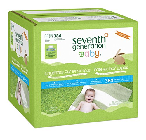 0799891801185 - SEVENTH GENERATION FREE AND CLEAR BABY WIPES WITH FLIP TOP DISPENSER, 384 COUNT