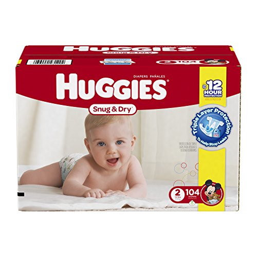 0799891830277 - HUGGIES SNUG AND DRY DIAPERS, SIZE 2, 104 COUNT