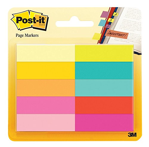 0799916037988 - POST-IT PAGE MARKERS, 1/2 IN X 1 3/4 IN, ASSORTED BRIGHT COLORS, 50 SHEETS/PAD, 10 PADS/PACK (670-10AB)
