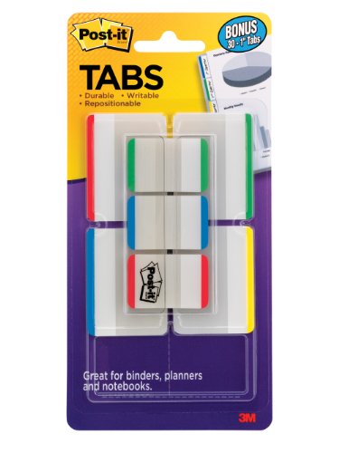 0799916063345 - POST-IT TABS VALUE PACK, ASSORTED PRIMARY COLORS, 1 AND 2-INCH SIZES, 114-TABS/PACK (686-VAD1)