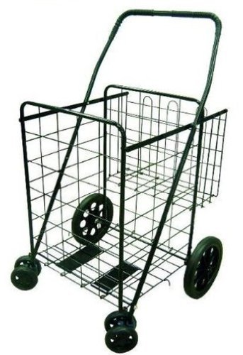 0799916389919 - FOLDING SHOPPING CART - LARGE WITH SWIVEL WHEEL AND EXTRA BASKET - BLACK - 17.7 X 15.7 X 23.6 BY WHOLESALEDEAL