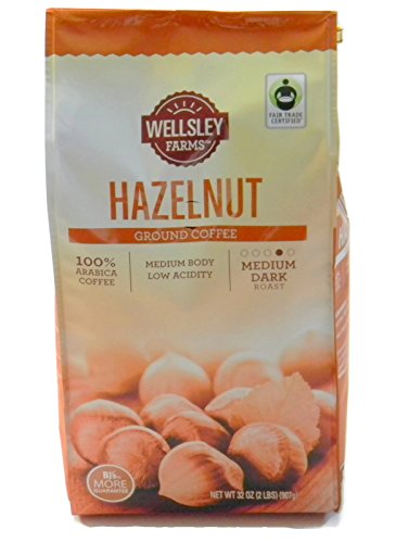0799928210751 - WELLSLEY FARMS HAZELNUT GROUND COFFEE MEDIUM DARK ROAST RICH AND FLAVORFUL, 2 LBS