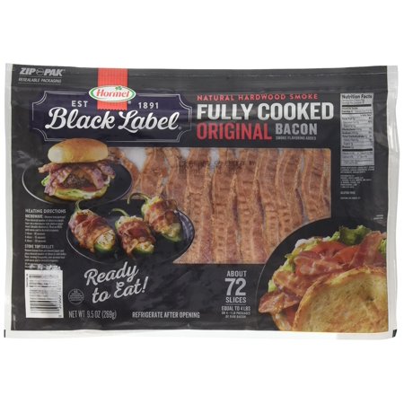 0799928211048 - HORMEL® BLACK LABEL FULLY COOKED BACON - 9.5OZ 72 CT