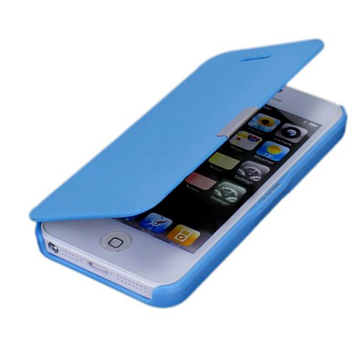 0799932854880 - MAGNETIC FLIP SYNTHETIC LEATHER HARD SKIN POUCH WALLET CASE COVER FOR APPLE IPHONE 5 5S 5G BLUE