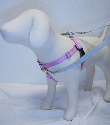 0799970949517 - 5/8 WIDE SMALL FREEDOM NO-PULL HARNESS AND 4-CONFIGURATION TRAINING LEASH PACKAGE - DIRECT FROM INVENTOR (ROSE PINK W/SILVER LOOP)