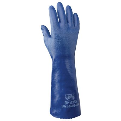 0799975619873 - SHOWA BEST NSK-24 14 NITRILE GLOVES WITH ROUGH FINISH AND GAUNTLET CUFF - SIZE: LARGE