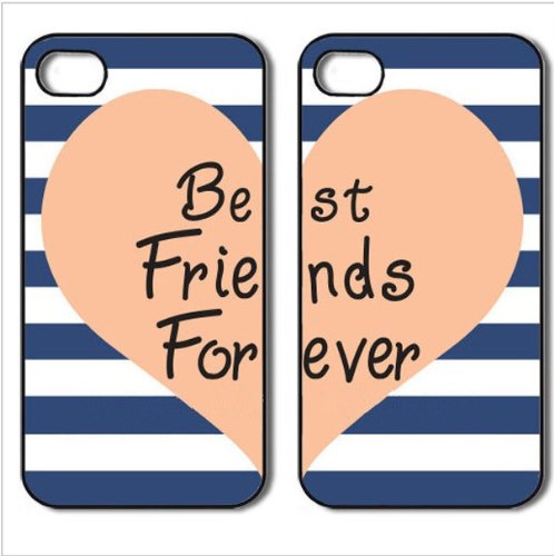 8000000041074 - BEST FRIENDS FOREVER NAVY BLUE AND WHITE STRIPE PLASTIC HARD COVER CASE FOR IPHONE 5 5S 5G ONE PIECE IN ONE PRICE