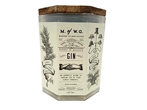 0800016492222 - M. OF W.G. GIN SCENTED CANDLE IN OCTAGON JAR WITH WOOD LID, LEAD-FREE WICK SMALL 3.9 OZ
