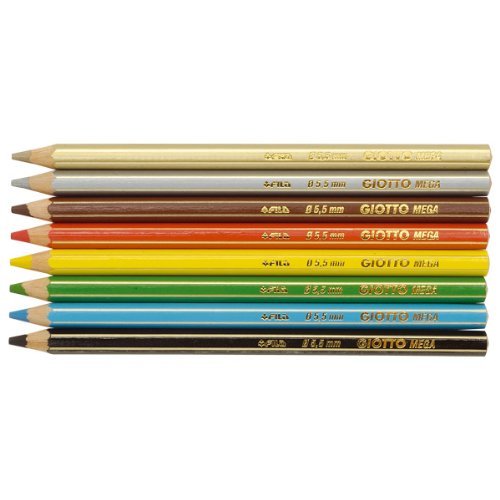 8000825225413 - 8 X GIOTTO SUPER JUMBO COLOURING PENCILS - HEXAGONAL SHAPE WITH LARGE 5.5MM LEAD