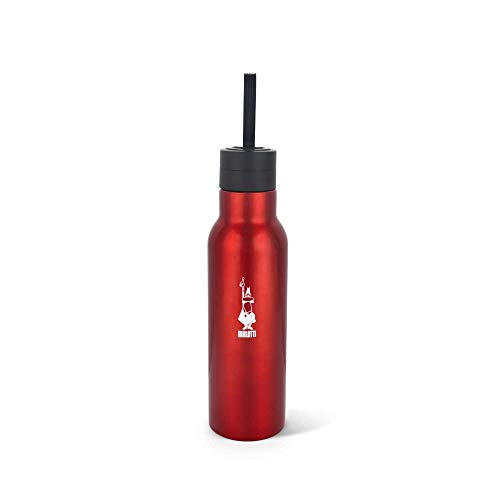8002617020510 - BIALETTI TO GO THERMAL BOTTLE WITH LID-CUP, 17 OZ (500 ML), RED, STEEL