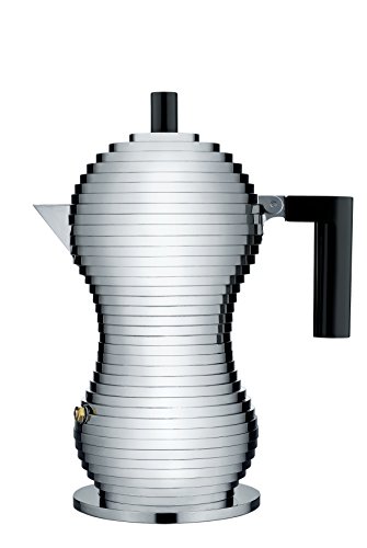 8003299388080 - ALESSI MDL02/3 B PULCINA STOVE TOP ESPRESSO 3 CUP COFFEE MAKER IN ALUMINUM CASTING HANDLE AND KNOB IN PA, BLACK