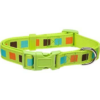 0800443166277 - PLANET PETCO ADJUSTABLE SQUARES ECO DOG COLLAR IN LIME