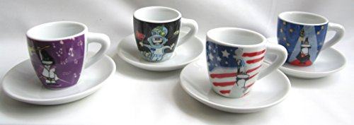 8006363003148 - BIALETTI: SET OF 4 TAZZINE EVENTI COFFEE CUPS WITH SAUCERS
