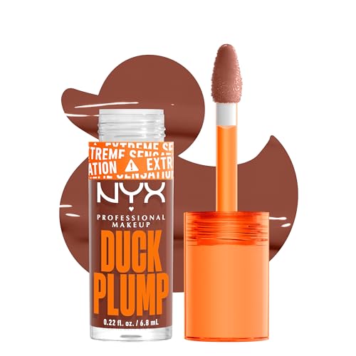 0800897250300 - NYX PROFESSIONAL MAKEUP DUCK PLUMP HIGH PIGMENT PLUMPING LIP GLOSS WITH SPICY GINGER, VEGAN LIP MAKEUP - MOCHA ME CRAZY (ASH BROWN)