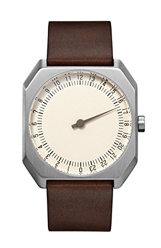 8009600007206 - SLOW JO 17 - DARK BROWN VINTAGE LEATHER, SILVER CASE, CREAM DIAL - SWISS MADE