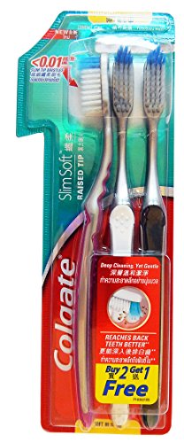 0801291837043 - COLGATE RAISED TIP COMPACT HEAD, SLIM AND ULTRA SOFT TOOTHBRUSH BRISTLES 0.01 MM DEEP CLEANING, YET GENTLE (3 BRISTLES) FAMILY PACK BY FBA