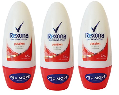 0801291960789 - REXONA WOMEN PASSION DRY AND FRESH CONFIDENCE, 48 HOUR ANTIPERSPIRANT DEODORANT ROLL-ON 50 ML (1.7 FLUID OUNCE) PACK OF 3