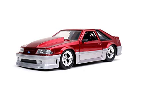 0801310326664 - BIGTIME MUSCLE 1:24 1989 FORD MUSTANG GT DIE-CAST CAR RED SILVER, TOYS FOR KIDS AND ADULTS