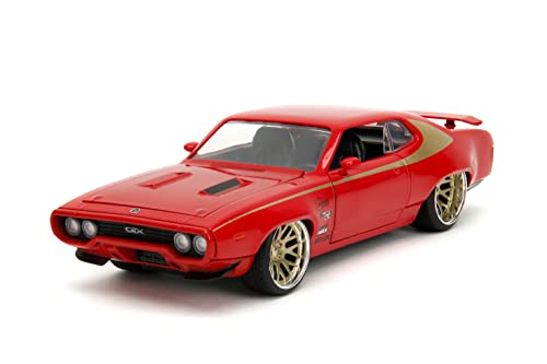 0801310342060 - BIG TIME MUSCLE 1:24 1972 PLYMOUTH GTX DIE-CAST CAR, TOYS FOR KIDS AND ADULTS(RED)