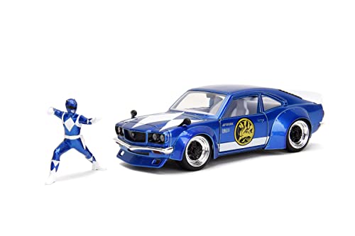0801310343890 - POWER RANGES 1:24 1974 MAZDA RX-3 DIE-CAST CAR & 2.75 BLUE RANGER FIGURE, TOYS FOR KIDS AND ADULTS