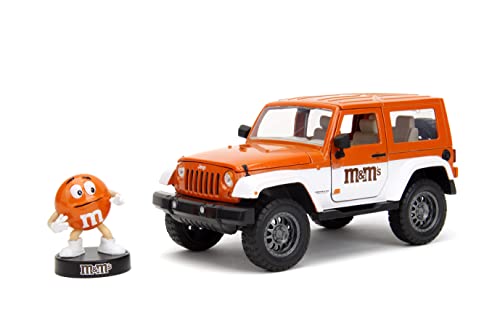 0801310344019 - M&MS 1:24 2007 JEEP WRANGLER DIE-CAST CAR & 2.75 ORANGE FIGURE, TOYS FOR KIDS AND ADULTS