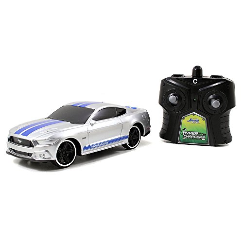 0801310970881 - JADA TOYS BTM RADIO CONTROL VEHICLES 2015 MUSTANG GT VEHICLE, 7.5, SILVER WITH BLUE STRIPES
