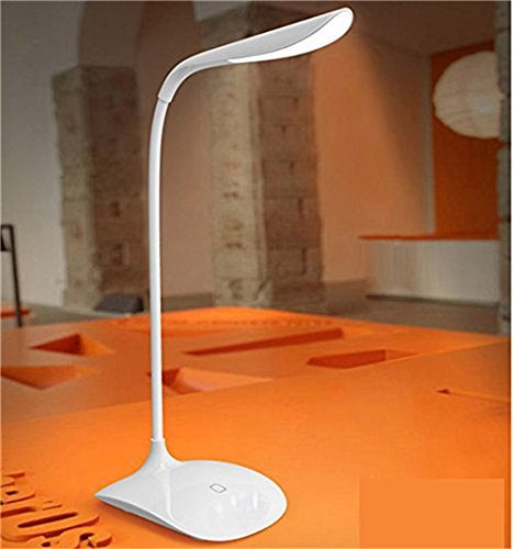 0801314046254 - OLIVIA PORTABLE TOUCH CONTROL LED DESK LAMP EYE CARE RECHARGEABLE DIMMABLE READING LIGHT WITH GOOSENECK AND USB CHARGING PORT, 3 LEVELS OF ADJUSTABLE BRIGHTNESS (WHITE)