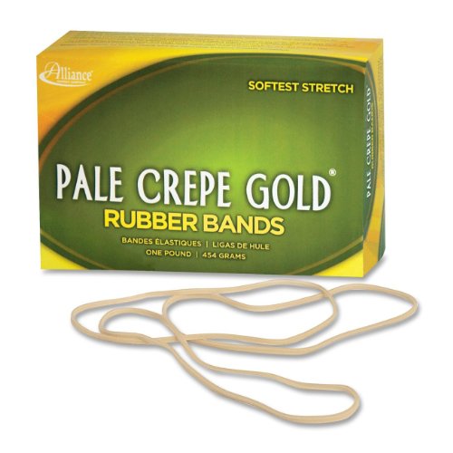 0801593071923 - ALLIANCE PALE CREPE GOLD SIZE #117B (7 X 1/8 INCHES) PREMIUM RUBBER BAND - 1 POUND BOX (APPROXIMATELY 300 BANDS PER POUND)