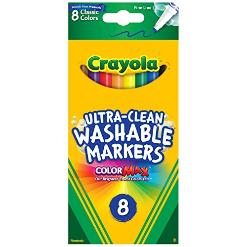 0801593136868 - CRAYOLA 8 CT ULTRA-CLEAN FINE LINE WASHABLE MARKERS, COLOR MAX