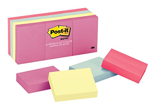 0801593269351 - POST-IT NOTES, 1 3/8 IN X 1 7/8 IN, MARSEILLE COLLECTION, 12 PADS/PACK (653-AST)