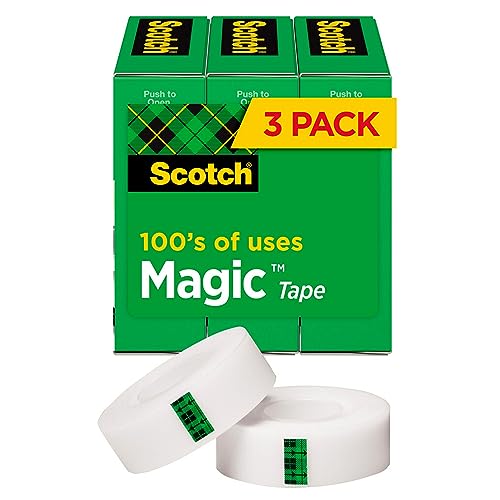 0801593271767 - SCOTCH MAGIC TAPE, 3 ROLLS, NUMEROUS APPLICATIONS, INVISIBLE, ENGINEERED FOR REPAIRING, 3/4 X 1000 INCHES, BOXED (810K3)