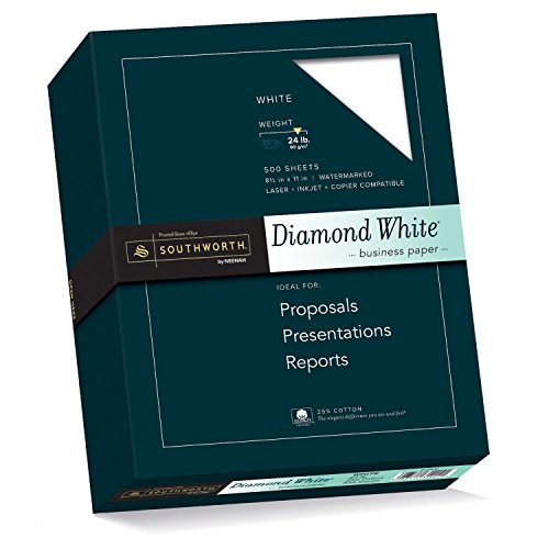 0801593391045 - SOUTHWORTH DIAMOND WHITE BUSINESS PAPER, WHITE, 24 POUNDS, 500 COUNT (31-224-10)