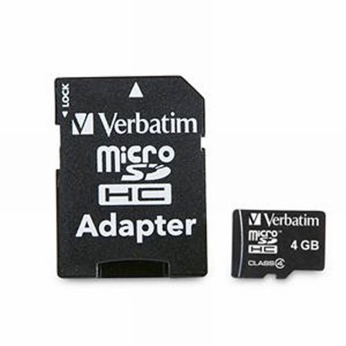 0801593430867 - VERBATIM 4 GB CLASS 4 MICROSDHC FLASH MEMORY CARD WITH SD ADAPTER 96726