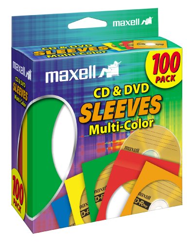 0801947376209 - MAXELL CD-403 MULTI-COLOR CD/DVD SLEEVES - 100 PACK
