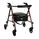 0080196297071 - FREEDOM ULTRALIGHT 4 WHEEL ROLLATOR WITH CURVED BACK COLOR BURGUNDY 1 CASE