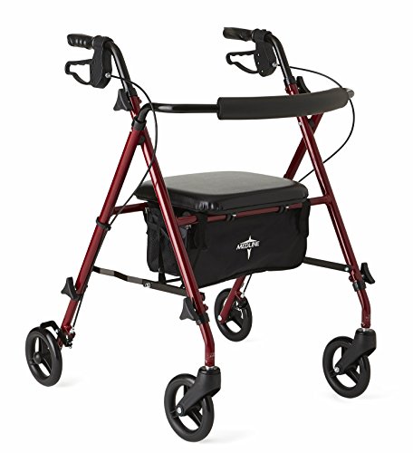 0080196535425 - SUPER LIGHT ROLLATOR BY ROLLATORS LIGHT WEIGHT IN BURGUNDY - 11 POUNDS