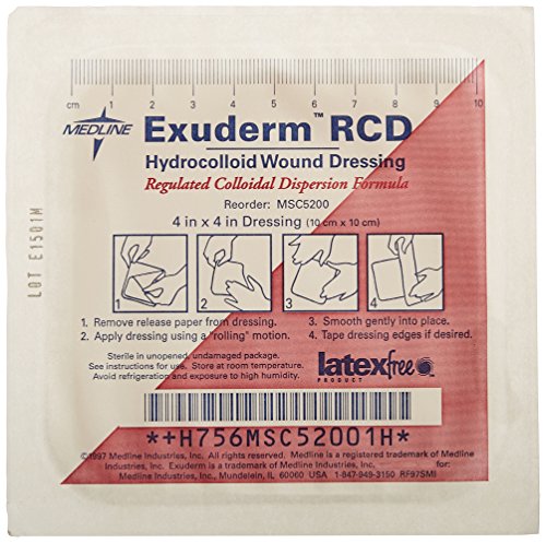 0080196669649 - EXUDERM RCD HYDROCOLLOID STERILE WOUND DRESSING, 4 X 4, BOX OF 5