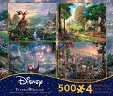 0080211303084 - THOMAS KINKADE FANTASIA LADY & THE TRAMP WINNIE THE POOH TANGLED DISNEY DREAMS COLLECTION 4 IN 1 JIGSAW PUZZLE SET 500 PIECES