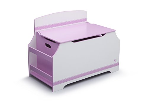 0080213046361 - DELTA CHILDREN JACK & JILL DELUXE TOY BOX WITH BOOK RACK, PINK/WHITE